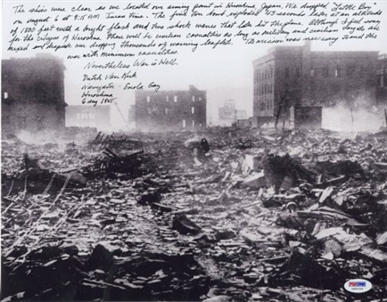 Enola Gay: Signed and Inscribed Photo of Hiroshima by Dutch Van Kirk (PSA/DNA)